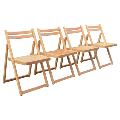 Pre-owned Ikea Vintage Original 1980s  Folding Chairs Birch, Set Of 4 In Brown