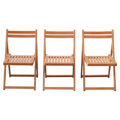 Pre-owned Ikea Vintage Original 1980s  Folding Chairs, Model Robban, Set Of 3 In Brown