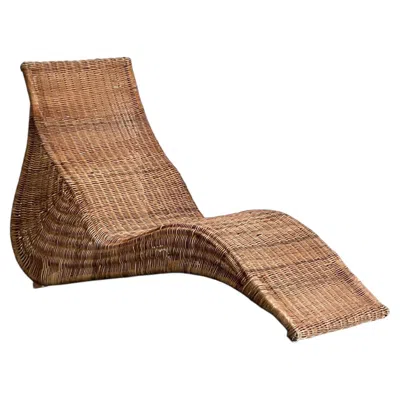 Pre-owned Ikea Vintage Woven Rattan  Chaise Lounge In Brown