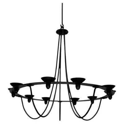 Pre-owned Ikea Vintage Wrought Iron Chandelier Candleholder By Ehlén Johansson For , 1990s In Black