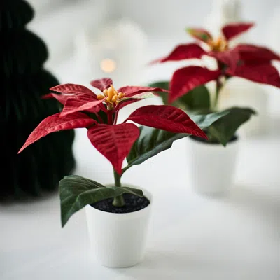 Ikea Vinterfint Christmas Artificial Potted Plant, Indoor/outdoor Poinsettia/red, 2 ¼ "