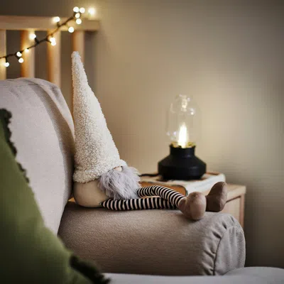 Ikea Vinterfint Christmas Decoration, Santa Claus Sitting/stripe White, 16 1/2 " In Multi