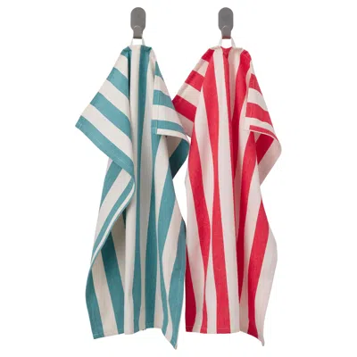 Ikea Vinterfint Christmas Dish Towel, Stripe Red/turquoise, 18x24 " In Multi