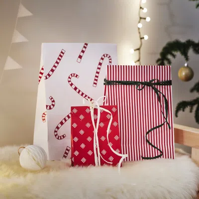 Ikea Vinterfint Christmas Gift Bag, Set Of 3, Mixed Patterns Red In Multi