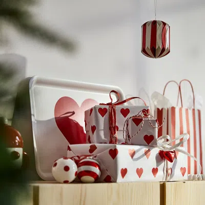 Ikea Vinterfint Christmas Gift Wrap, Roll, Heart Pattern/white/red, 10x1.87 '/18.41 Sq Feet