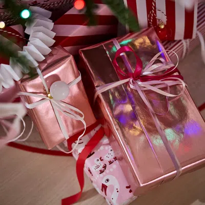 Ikea Vinterfint Christmas Gift Wrap, Roll, Metallic Effect Pink, 9.84x2.30 '/22.60 Sq Feet