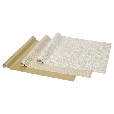 Ikea Vinterfint Christmas Gift Wrap, Roll, Mixed Patterns Gold, 9.84x2.30 '/22.60 Sq Feet In Brown