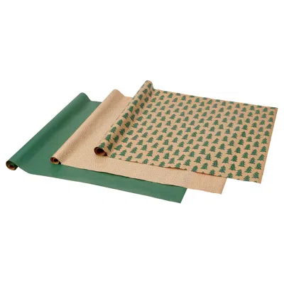 Ikea Vinterfint Christmas Gift Wrap, Roll, Mixed Patterns Green/brown, 9.84x2.30 '/22.60 Sq Feet