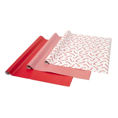 Ikea Vinterfint Christmas Gift Wrap, Roll, Mixed Patterns/red/white, 9.84x2.30 '/22.60 Sq Feet In Multi