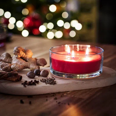 Ikea Vinterfint Christmas Scented Candle In Glass, 3 Wicks, Spiced Delight/red, 25 Hr