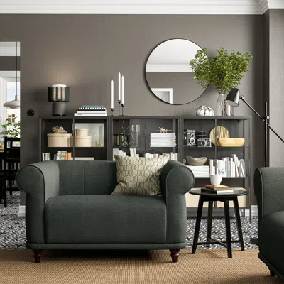 Ikea Viskafors 1.5-seat Armchair, Lejde Gray-green, Depth: 35 3/8 " In Black