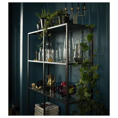 Ikea Vittsjö Shelf Unit, Black-brown/glass, 39 3/8x68 7/8 "