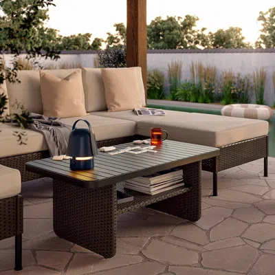 Ikea Vittskär 3-seat Conversation Set, With Chaise Outdoor/plastic Rattan Dark Gray Frösön/duvholmen Beig