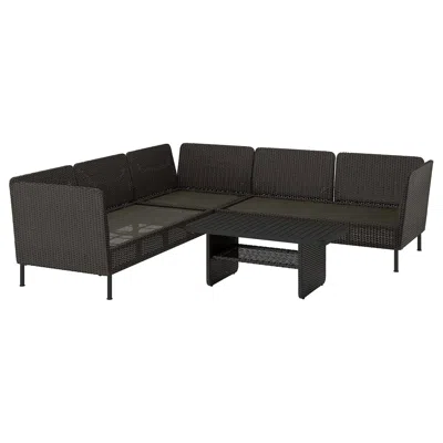 Ikea Vittskär 4-seat Conversation Set, Outdoor, Outdoor/plastic Rattan Dark Gray, Width Left: 101 5/8 "