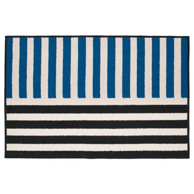 Ikea Vändplats Rug, Low Pile, Blue Black/stripe, 2 ' 0 "x2 ' 11 "