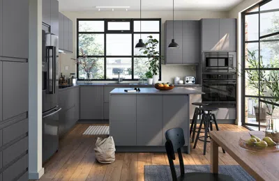 Ikea Voxtorp 2-p Door/corner Base Cabinet Set, Left-handed Dark Gray, 13x30 "