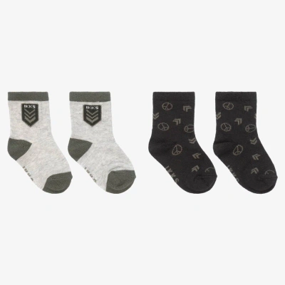 Ikks Baby Boys Grey Cotton Socks (2 Pack) In Black