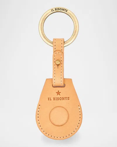 Il Bisonte Airtag Leather Keyring In Pink