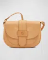 Il Bisonte Alloro Saddle Vachetta Leather Crossbody Bag In Natural