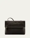 Il Bisonte Anna Fold-over Flap Leather Crossbody Bag In Black