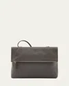 Il Bisonte Anna Fold-over Flap Leather Crossbody Bag In Gray