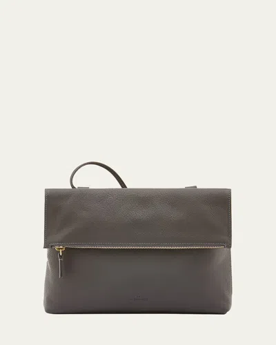 Il Bisonte Anna Fold-over Flap Leather Crossbody Bag In Gray