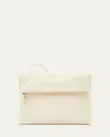Il Bisonte Anna Fold-over Flap Leather Crossbody Bag In White