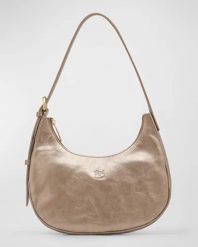 Il Bisonte Belcanto Metallic Leather Shoulder Bag In Bronze