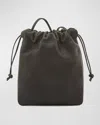 Il Bisonte Bellini Drawstring Leather Bucket Bag In Black