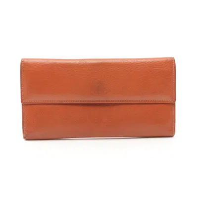 Il Bisonte Bi-fold Long Wallet Leather Light Brown In Orange