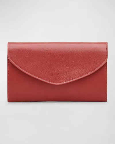 Il Bisonte Bigallo Envelope Flap Leather Clutch Bag In Rosso