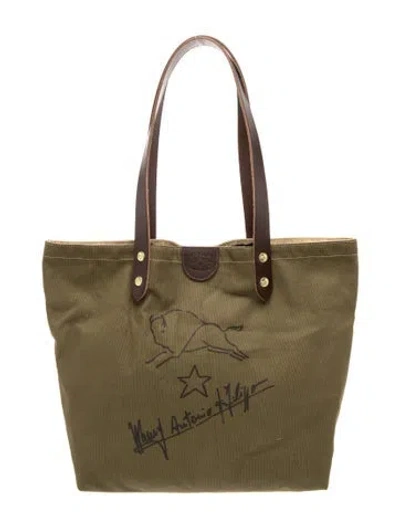 Pre-owned Il Bisonte Canvas Tote In Green