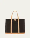 Il Bisonte Caramella Large Canvas Shopper Tote Bag In Black / Natural