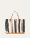 Il Bisonte Caramella Large Canvas Shopper Tote Bag In Marine Stripe