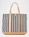 Il Bisonte Caramella Large Canvas Shopper Tote Bag In Marine Stripe