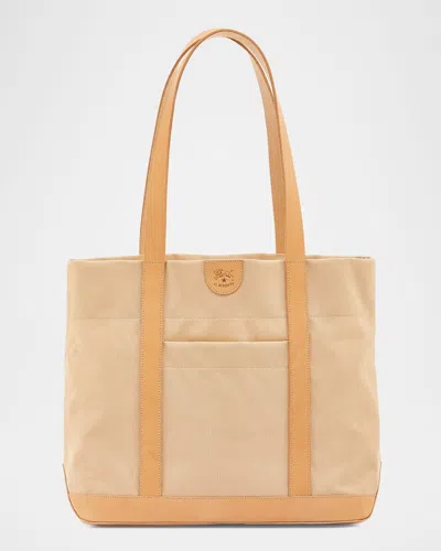 Il Bisonte Caramella Medium Canvas Shopper Tote Bag In Black / Natural