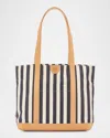 Il Bisonte Caramella Medium Canvas Shopper Tote Bag In Marine Stripe