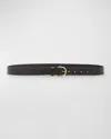 Il Bisonte Classic Calf Leather Buckle Belt In Black