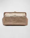 Il Bisonte Classic Metallic Leather Clutch Bag In Bronze