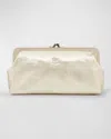Il Bisonte Classic Metallic Leather Clutch Bag In Silver