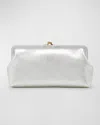 Il Bisonte Classic Vaccjetta Leather Clutch Bag In Silver