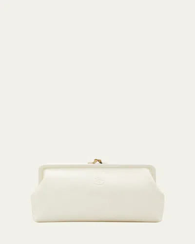 Il Bisonte Classic Vaccjetta Leather Clutch Bag In White
