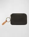 Il Bisonte Classic Zip Leather Card Holder In Brown