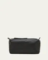 Il Bisonte Classic Zip Leather Cosmetic Bag In Black