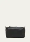 Il Bisonte Classic Zip Leather Cosmetic Bag In Black