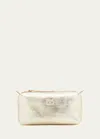 Il Bisonte Classic Zip Leather Cosmetic Bag In Champagne