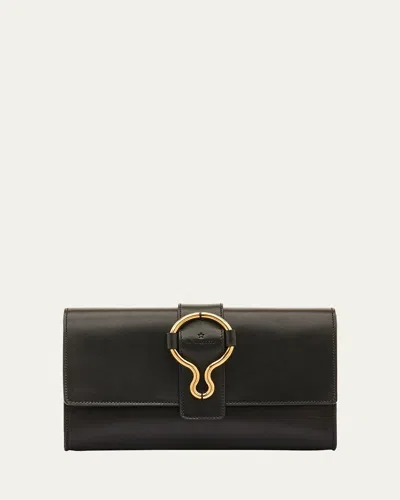 Il Bisonte Consuelo Flap Leather Clutch Bag In Black