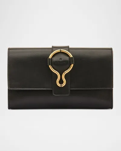 Il Bisonte Consuelo Flap Leather Clutch Bag In Black