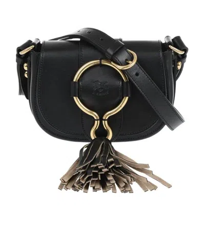 Il Bisonte Consuelo Tassel-detail Ring-embellished Crossbody Bag In Black