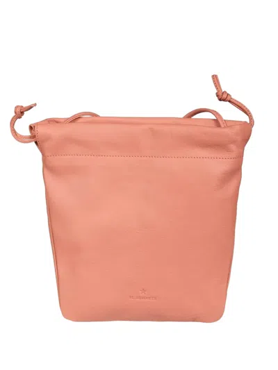 Il Bisonte Drawstring Leather Bucket Bag In Pink